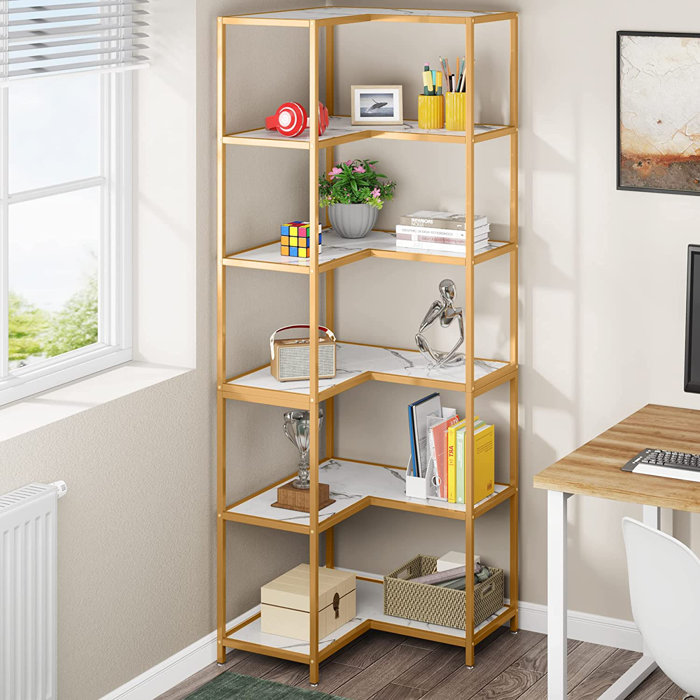 Mercer41 White Golden Corner Bookcases Wayfair